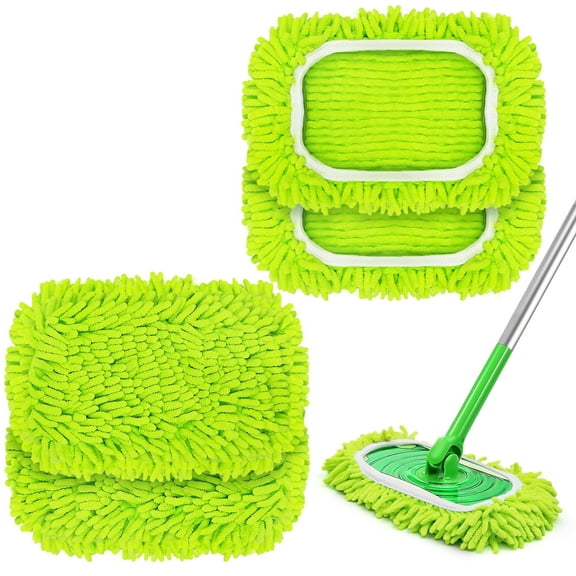 JEHONN Reusable Microfiber Mop Pads, 4 Pack Dry & Wet Sweeping Cloths