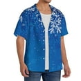 thumbnail image 2 of Fotbe Blue Christmas With Snowflakes Camisa Estampada de Manga Corta para Hombre, Casual de Verano, Estilo Playero, Sin Arrugas-Small, 2 of 5
