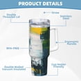 thumbnail image 5 of Logiee Abstract Brushstrokes Green Blue Print 40OZ Ice Bully Cup with Handle and Straw, Double Wall Stainless Steel Tumbler,Travel Coffee Cup with Lid, Summer Insulation and Cooling Cup, 5 of 8