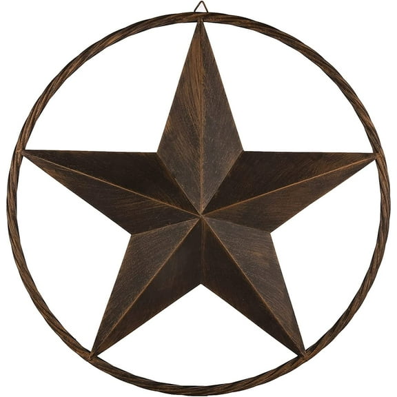 Metal Barn Star Circle Rustic Style Decorative 24" Vintage Texas Lone Star Dark Brown Western Home Wall Decor