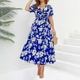 thumbnail image 2 of Womens Fall Dress Plus Size Floral Maxi Dress Casual Long Dress With Round Neck Spring Summer Fall Dresses Women Blue XL, 2 of 4