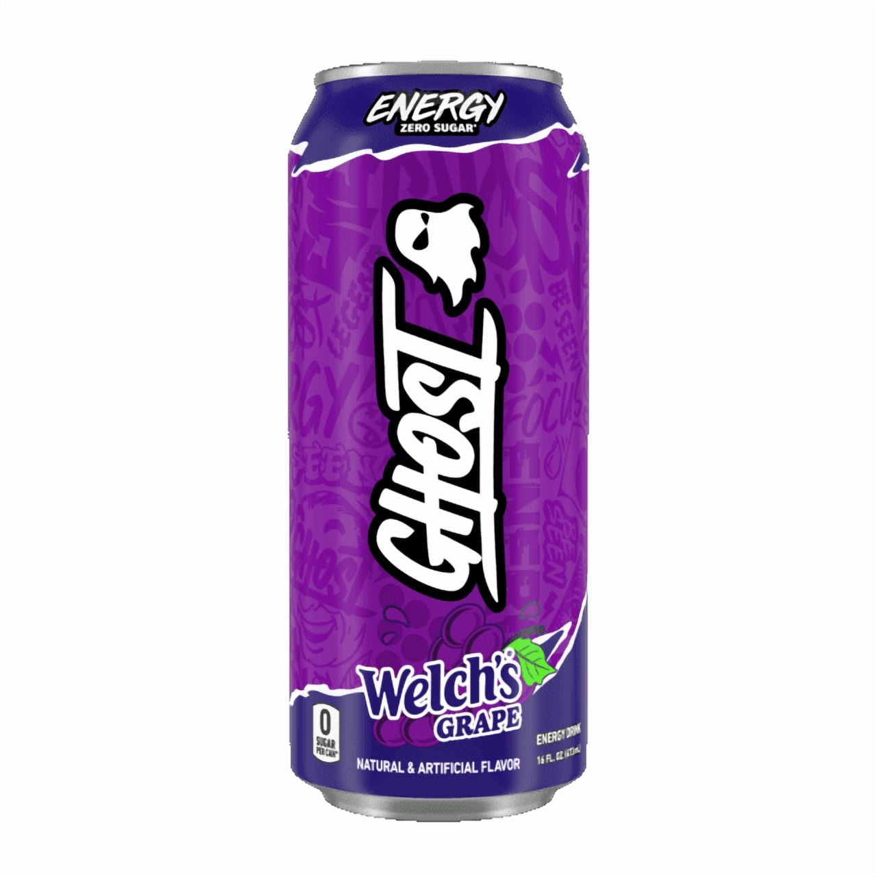 GHOST® ENERGY Zero Sugars Energy Drink, Welch's Grape, 200mg Natural Caffeine, 16 fl oz Can