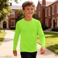 thumbnail image 7 of Boys Girls Long Sleeve Shirts Solid Color Fall Kids soft Crewneck T-Shirts Tops Casual Basic Tees 5-14Y Green 13-14Years, 7 of 7