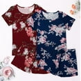thumbnail image 2 of Ensemble de Pyjama 2 Pcs pour Femmes Manches Courtes Vêtements de Nuit Doux Col Rond Ensemble de Shorts Imprimés avec Poches P-TTG, 2 of 5