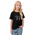 thumbnail image 3 of CCRFTGI Shirt for Children Girls 10-12 Funny Preppy Bowknot Graphic T Shirts Fashion Tee Summer Tops Short Sleeve Crew Neck Gift T-Shirt Black 11-12 Years, 3 of 5