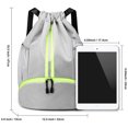 thumbnail image 2 of Mochila con cordón, mochila deportiva para gimnasio con bolsillos de malla, compartimento para zapatos, bolsa de hilo resistente al agua, gris, 2 of 6