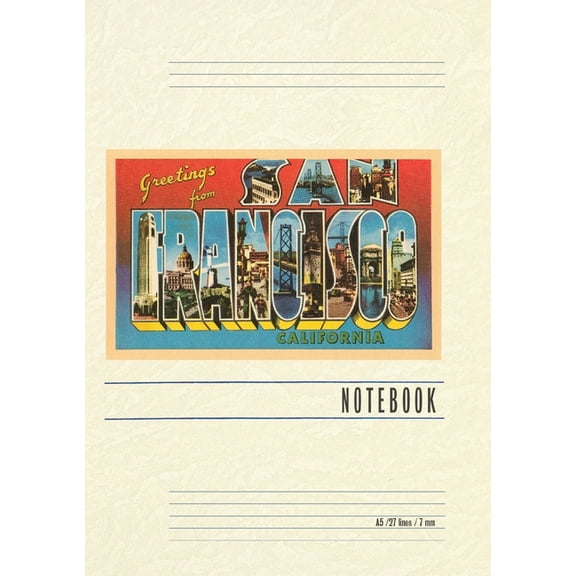 Vintage Lined Notebook Greetings from San Francisco, California, (Paperback)