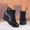thumbnail image 2 of Xiaoxatg Women's Fashion Ankle Boots Comfortable Heel On Booties for Casual Daily Wear Winter Fall Non Sole 8 Black, 2 of 9