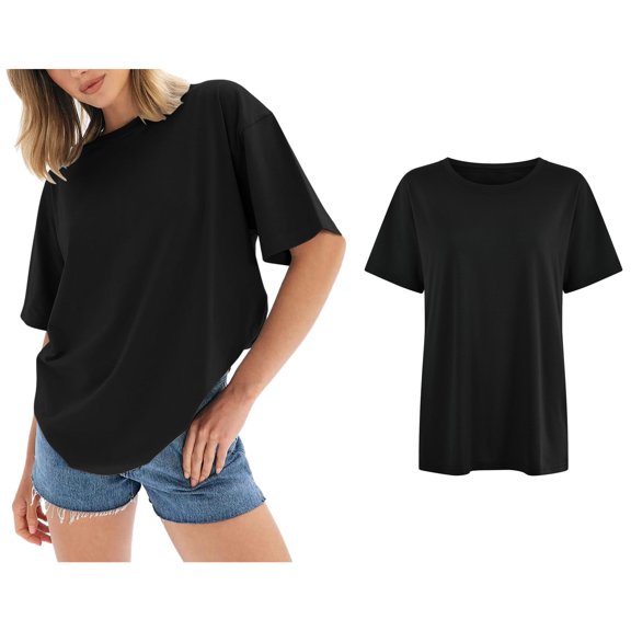Womens T Shirts Short Sleeve Crew Neck Basic Tee Shirt Womens Summer Tops Work Tops for Women