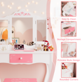 thumbnail image 6 of SESSLIFE Vanity Sets for Girls, Vanity Play Set with Drawers, Dressing Table Dresser Wooden Toy Makeup Vanity Table & Stool with 3 Foldable Mirror, White, 6 of 7