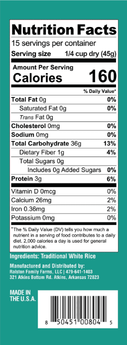 Ralston Family Farms Traditional White Rice, 24 oz Carton: 6 Pack, American Grown, Non-GMO, Naturally Gluten Free