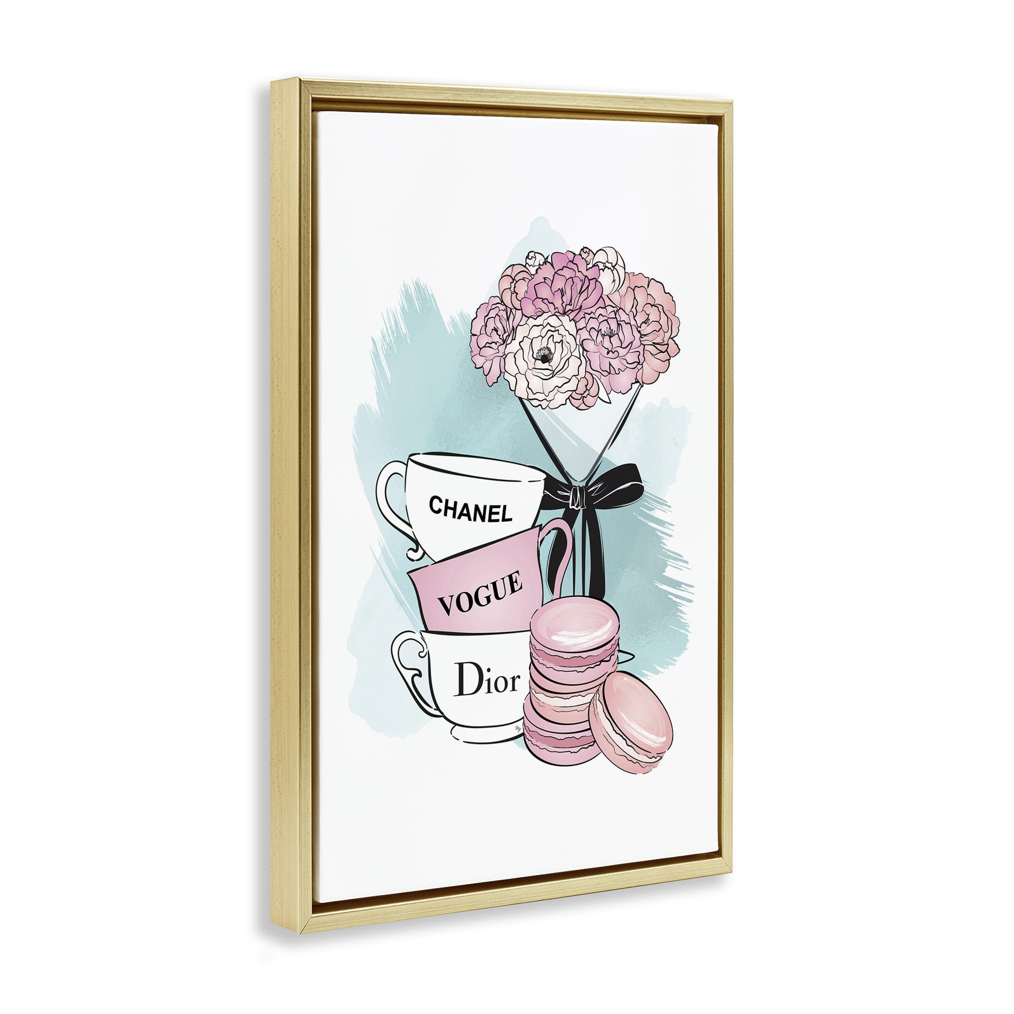 Stupell Industries Fashion Tea Party Food & Beverage Painting Gold Floater Framed Art Print Wall Art, 17 x 25