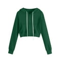 thumbnail image 2 of HLKJKLS Hoodies For Women Fashionable Casual Solid Color Pocket Short Long Sleeved Sweatshirt Green S-3Xl, 2 of 4