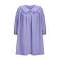 thumbnail image 4 of LADIGASU Clearance Women's 3/4 Puff Sleeve Plaid Mini Dress Lapel Doll Collar Loose Dress, 4 of 6