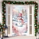 thumbnail image 4 of 90 x 200 cm Marco de puerta navideño con muñeco de nieve rosa Fondo navideño Marco de puerta Fondo de cortina para fiesta navideña Tela para decoración de porches para fiestas, 4 of 4