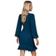 thumbnail image 2 of Vestido ajustado de manga larga con mangas abullonadas para mujer: elegante vestido midi de fiesta con mangas abullonadas, 2 of 6