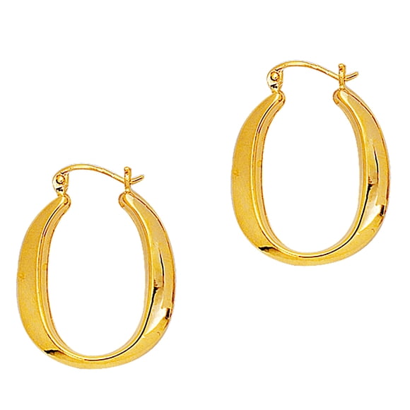 Boucle d'Oreille Créole Ovale Brillante en Or Jaune 14K