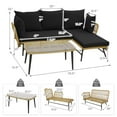 thumbnail image 3 of Costway 3 PCS L-Shaped Patio Sofa Set Conversation Furniture with Cushions Deck Garden black, 3 of 10