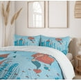 thumbnail image 6 of Ambesonne Mermaid Duvet Cover Sets, Cartoon Castle Corals, 2-King, Teal Orange, 6 of 7