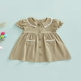 thumbnail image 2 of PENGXIANG Baby Girl Doll Collar Dress  Short Sleeve Button Closure A-Line Dress, 2 of 9