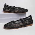 thumbnail image 5 of Samdudou Ballet Flats for Women Closed Toe Square Front Mary Jane Shoes Romantic Sheer Lace Mesh Floral Pattern Breathable Slip On Footwear with Elastic Strap for Everyday, 5 of 9