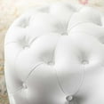 thumbnail image 6 of Tufted Accent Chair Ottoman, Round, Faux Leather, White, Modern Contemporary Urban Design, Living Lounge Room Hotel Lobby Hospitality, 6 of 6