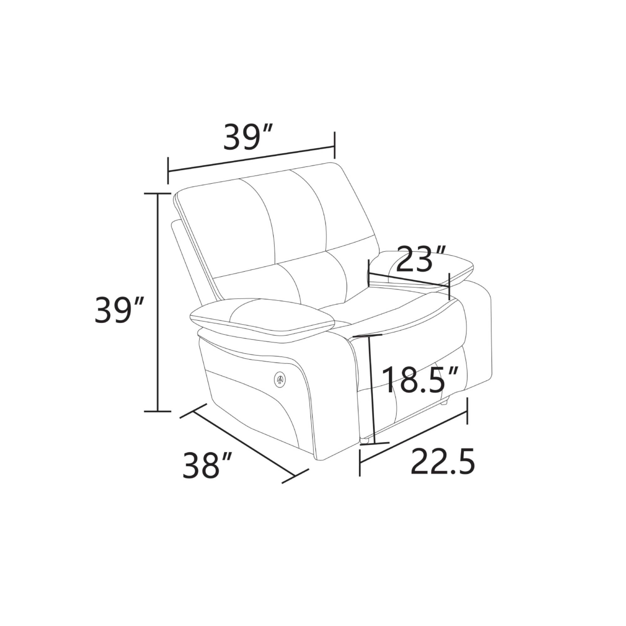 Power Leather Recliner Chair with LED Light for Living Room Recline Home Theater Seat with USB Port , White