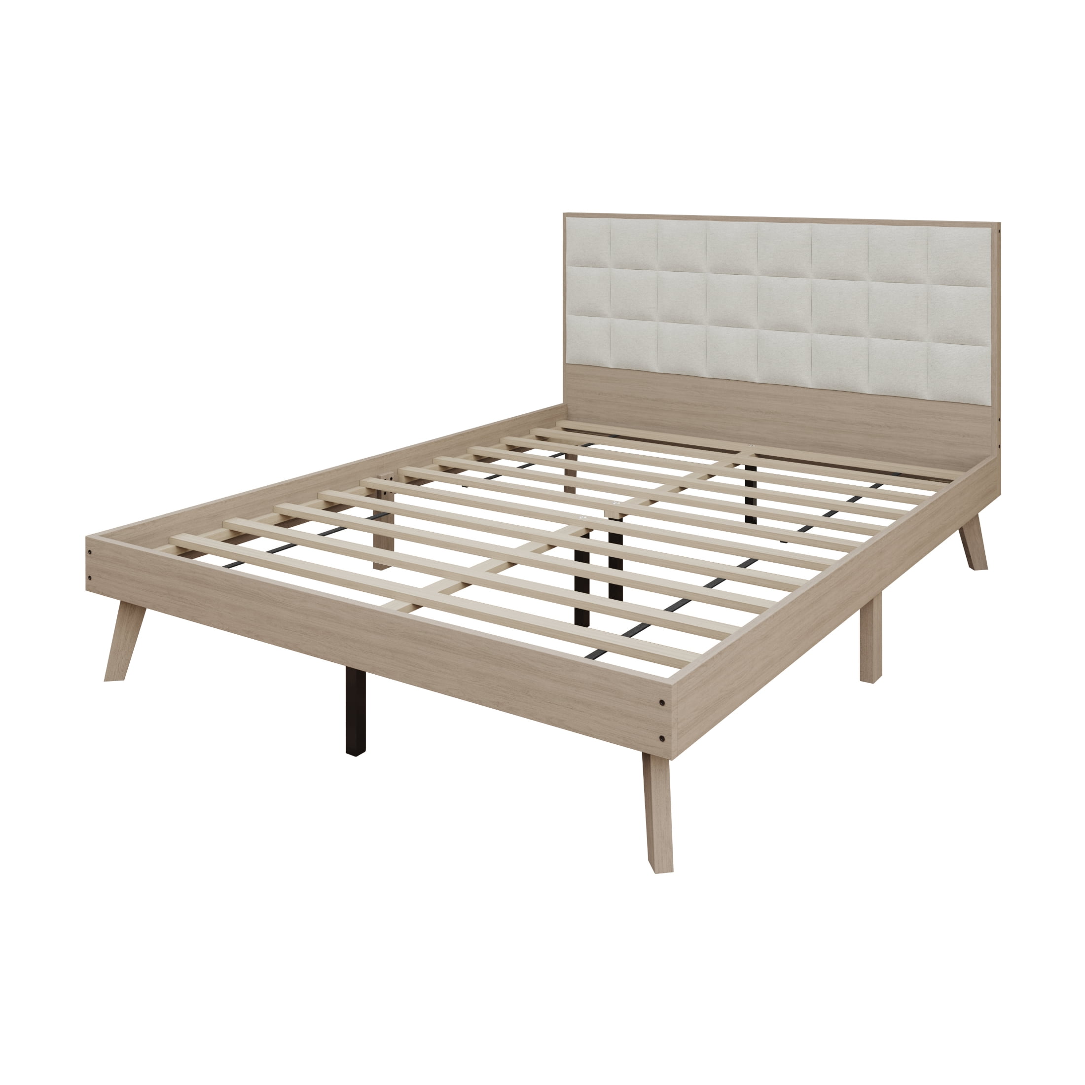 Castle Place Modern Wooden Queen Platform Bed, Antique Grey