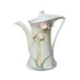 thumbnail image 1 of 8.25 Inch Glazed Porcelain Pink Freesia Blue Butterfly Coffee Pot, 1 of 1