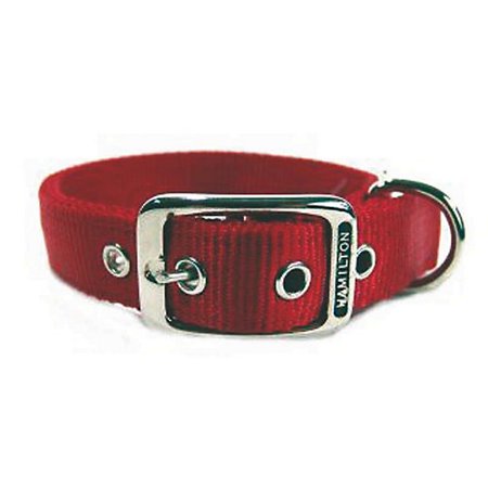 UPC 013227034758 product image for Hamilton 1  Double Thick Nylon Deluxe Dog Collar  20  long  Red | upcitemdb.com