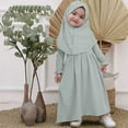 thumbnail image 2 of Girls Prayer Dress for Muslim Kids with Long Headscarf Long Sleeve Islamic Robe Clothes 0-5t, 2 of 8