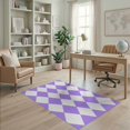 thumbnail image 2 of ODIKA Purple Tone Symmetrical Repeating Border Contemporary Checkered for Home Office, Gaming Room, Under Desk, Non-Slip Chair-Friendly, 2 of 7