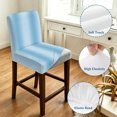 thumbnail image 4 of Light Blue Ombre Bar Stool Cover Set of 4, Farmhouse Blue Gradient Modern Art Stretch Bar Chair Cover, Removable Washable Pub Counter Stool Chair Slipcover for Kitchen Dining Room Pub Cafe, 4 of 9