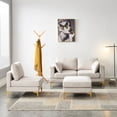 thumbnail image 3 of Soft Fabric Sofa Couch with 2 Pillows, Modern L-Shape Leisure Couch with Armrest and Gold Metal Legs, Free Combination, Living Room Furniture, Beige, 3 of 8