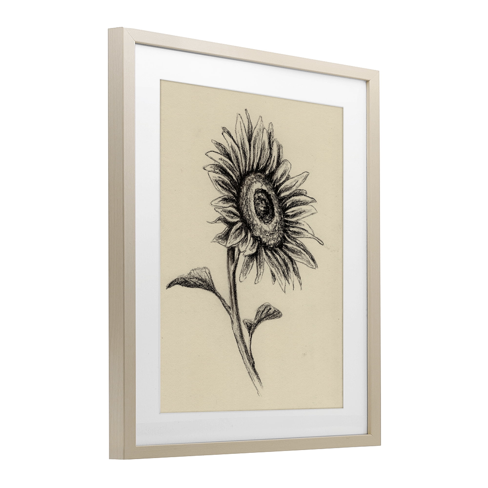 Stupell Industries Sunflowers in Charcoal Birch Framed Print Under Glass, design by Leah Noel Art
