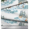 thumbnail image 2 of Soimoi White Rayon Fabric Animals & Pine Tree Printed Fabric 1 Yard 42 Inch Wide, 2 of 5
