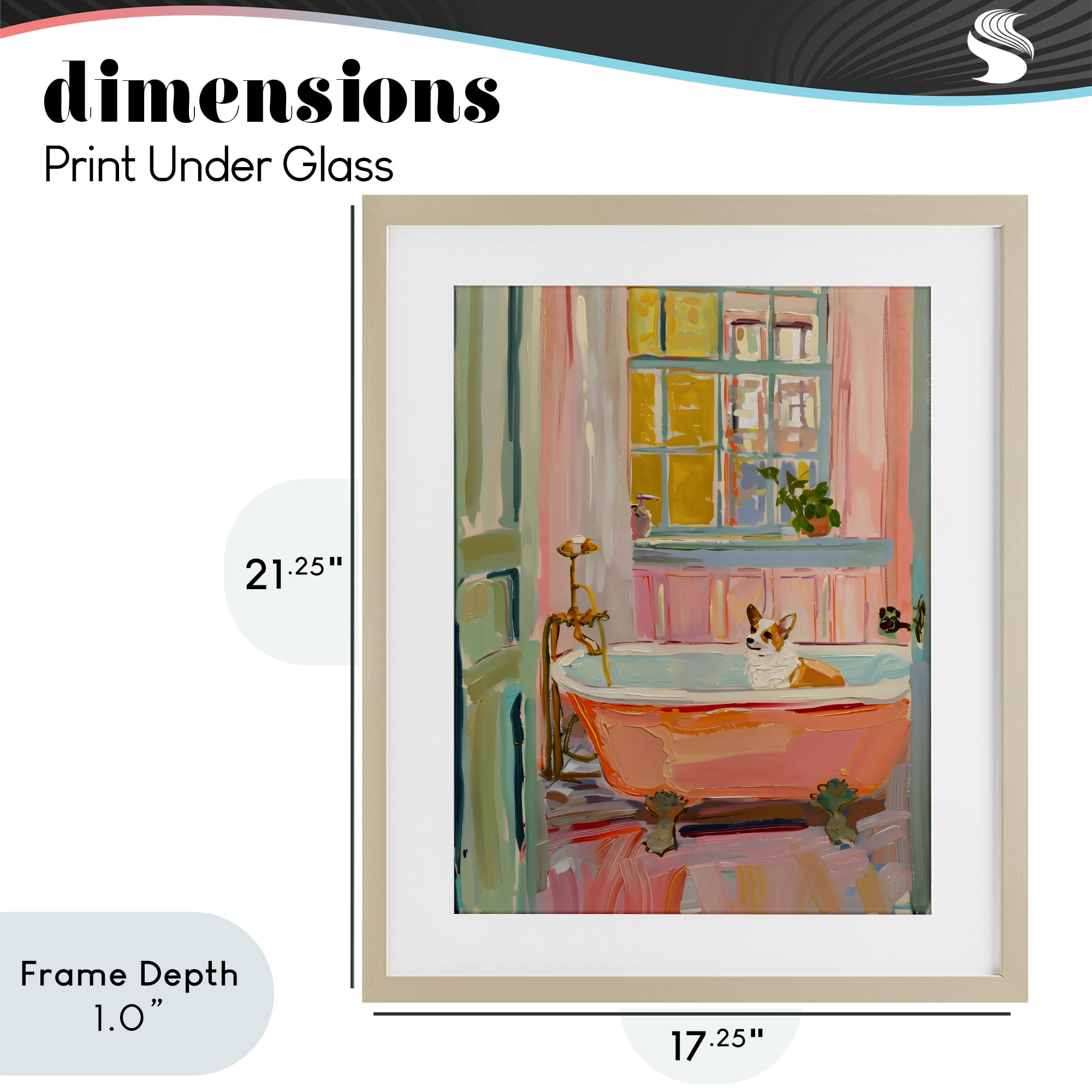 Stupell Industries Corgi in Bathtub Birch Framed Print Under Glass, design by The Prints Vibe