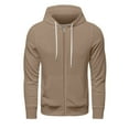 thumbnail image 5 of QHRMKOG Mens Sweatshirt Zip Up Long Sleeve Big and Tall Hooded Fall Lightweight running Fleece Drawstring Oversize Sweaters Casual with Pocket Jacket Light Brown 2XL-Large, 5 of 8