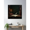 thumbnail image 2 of Candlelit Study With Quill And Ancient Tomes Poster Wall Art, Modern Wall Decor, 16x16 UNFRAMED, 2 of 3