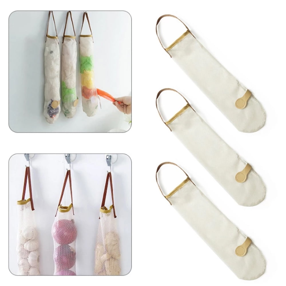 3Pack Hanging Produce Mesh Bags,Reusable Storage Mesh Bags for Fruits and Vegetables