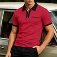 thumbnail image 4 of COSFO Red Polo Shirt Men Casual Short Sleeve Golf Shirts Classic Fit Pullover with Pocket Collared Quarter Zip Tops, 4 of 9