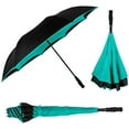 thumbnail image 3 of The Inversa Large 48" Inversa Self Standing Windproof Inverted Reversible Umbrella, Double Layer Canopy Lightweight Travel Umbrella For Women and Men, Portable Umbrella Reverse Close - Teal Blue, 3 of 9