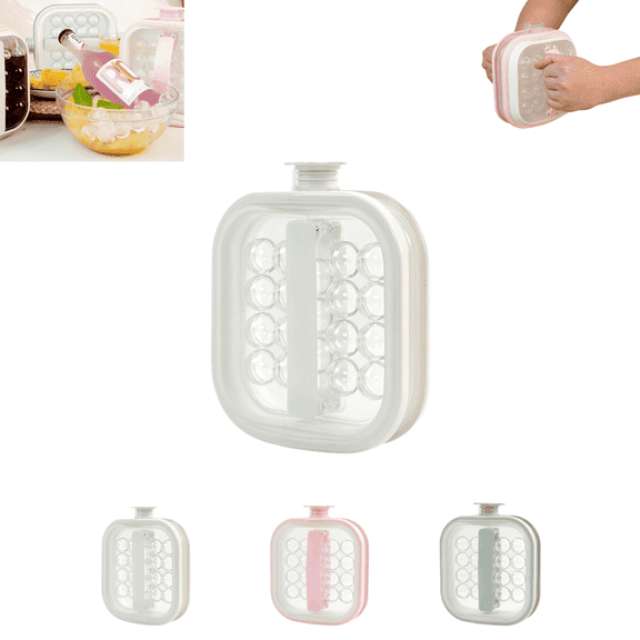 Portable Silicone Ice Ball Maker Kettle, 2-in-1 Silicone Ice Cube Tray Mold with Pull Handles, Reusable Round Ice Maker for Whiskey, Cocktails, Camping & Home Bar
