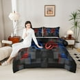 thumbnail image 4 of Castle Fairy Honeycomb Gamepads Twin Comforter Sets,Abstract Futuristic Plaid Bedding Set, 4 of 8