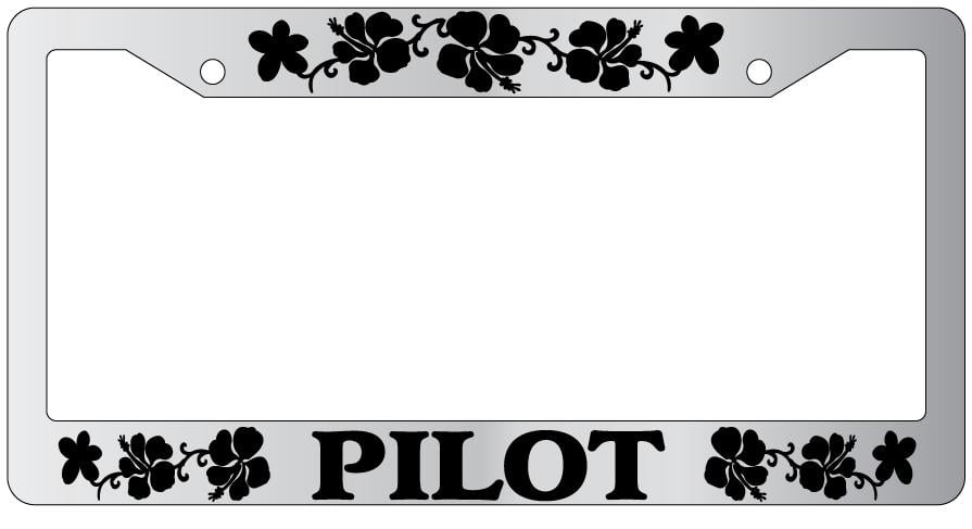 Black License Plate Frame PILOT HIBISCUS Auto Accessory