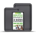 thumbnail image 1 of NutriChef, Baking Sheet, Baking Pan, Cookie Sheets, Baking Set, Baking Tray, Sheet Pan, Nonstick, Professional Quality, 3 Piece Set, Stackable, Black, 1 of 6