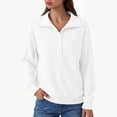 thumbnail image 2 of OunisaWomen's Henley Collar Sweatshirt, Long Sleeve Loose Casual Pullover, 2 of 8