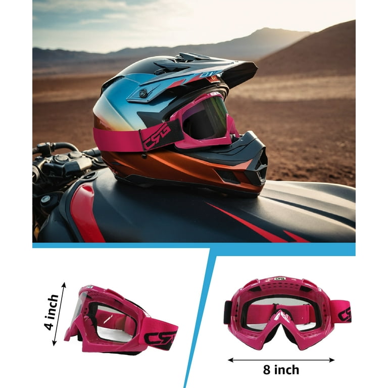 crg sports atv 6 motocross motorcycle helmet CRG Sports Motocross ATV Dirt Bike Off Road Racing Goggles ORANGE T815-7-6  T815-7-6 - Parent (Multi-Color Lens Red Frame)
