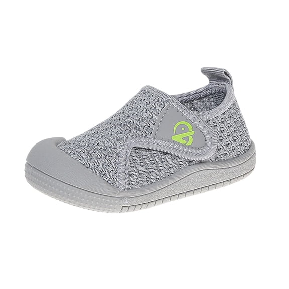 Kids Mesh Walking Shoes, Breathable Lightweight Sneakers for Unisex Kids, Non-Slip Hook-and-Loop Gray,Size 8