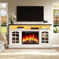 thumbnail image 2 of PAPROOS Fireplace TV Stand with LED Lights for 65" TVs, Electric Entertainment Center with 23'' Fireplace, for 400 Sqt Heating Area, Black Tabletop&White Cabinet, 2 of 9